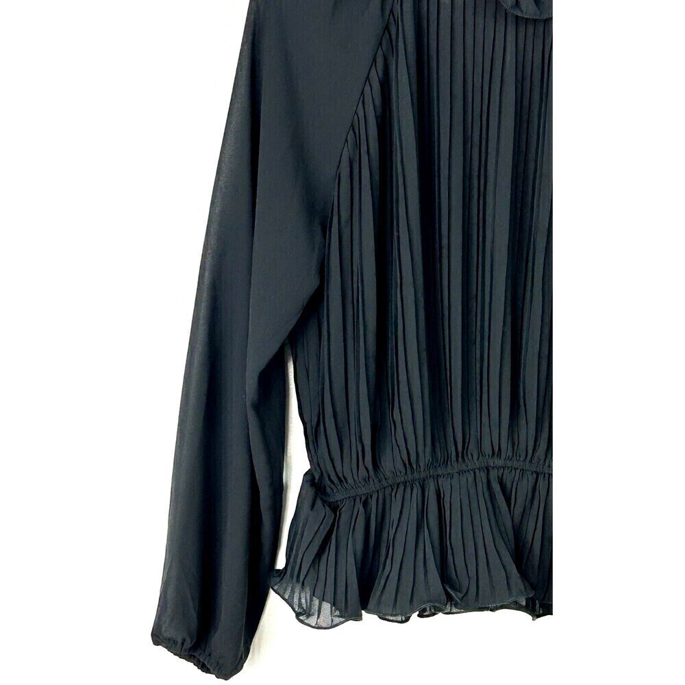 Story On Womens Size L Black Blouse Flouncy Sheer Ruffled Bohemian Flowy Top R3 - Picture 5 of 8